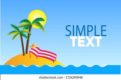 Vector tropical palm trees . Jungle foliage illustration. flat exotic plants isolated on sea background. Bright childish summer greenery illustration