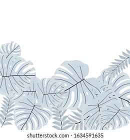  Vector tropical pattern, bright tropical foliage, monstera leaves. Modern bright summer print design from thickets of tropical leaves from the jungle.