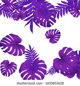  Vector tropical pattern, bright tropical foliage, monstera leaves. Modern bright summer print design from thickets of tropical leaves from the jungle.