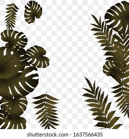  Vector tropical pattern, bright tropical foliage, monstera leaves. Modern bright summer print design from thickets of tropical leaves from the jungle.
