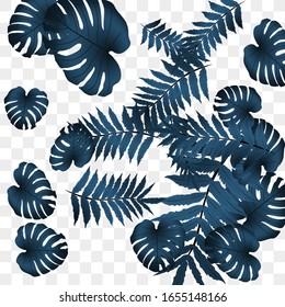  Vector tropical pattern, bright tropical foliage, monstera leaves. Modern bright summer print design from thickets of tropical leaves from the jungle.