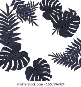  Vector tropical pattern, bright tropical foliage, monstera leaves. Modern bright summer print design from thickets of tropical leaves from the jungle.