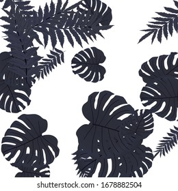  Vector tropical pattern, bright tropical foliage, monstera leaves. Modern bright summer print design from thickets of tropical leaves from the jungle.
