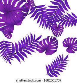  Vector tropical pattern, bright tropical foliage, monstera leaves. Modern bright summer print design from thickets of tropical leaves from the jungle.