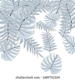  Vector tropical pattern, bright tropical foliage, monstera leaves. Modern bright summer print design from thickets of tropical leaves from the jungle.