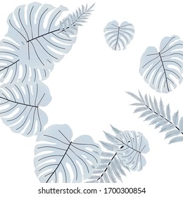  Vector tropical pattern, bright tropical foliage, monstera leaves. Modern bright summer print design from thickets of tropical leaves from the jungle.