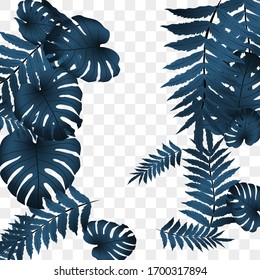  Vector tropical pattern, bright tropical foliage, monstera leaves. Modern bright summer print design from thickets of tropical leaves from the jungle.
