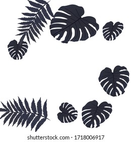  Patrón tropical vectorial, follaje tropical brillante, hojas monsteras. Diseño moderno y luminoso de impresión de verano a partir de espesores de hojas tropicales de la selva.