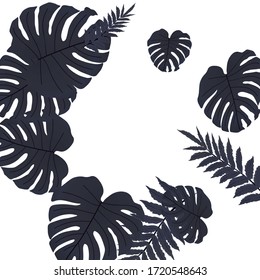  Vector tropical pattern, bright tropical foliage, monstera leaves. Modern bright summer print design from thickets of tropical leaves from the jungle.