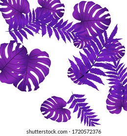 Vector tropical pattern, bright tropical foliage, monstera leaves. Modern bright summer print design from thickets of tropical leaves from the jungle.