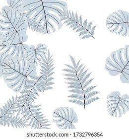  Vector tropical pattern, bright tropical foliage, monstera leaves. Modern bright summer print design from thickets of tropical leaves from the jungle.