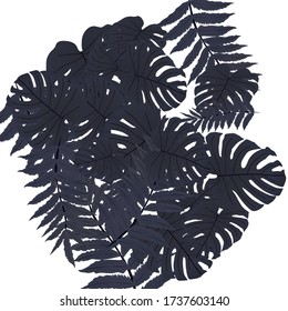  Vector tropical pattern, bright tropical foliage, monstera leaves. Modern bright summer print design from thickets of tropical leaves from the jungle.