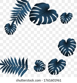  Vector tropical pattern, bright tropical foliage, monstera leaves. Modern bright summer print design from thickets of tropical leaves from the jungle.