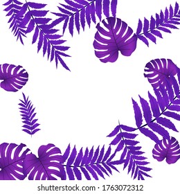  Vector tropical pattern, bright tropical foliage, monstera leaves. Modern bright summer print design from thickets of tropical leaves from the jungle.