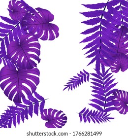  Vector tropical pattern, bright tropical foliage, monstera leaves. Modern bright summer print design from thickets of tropical leaves from the jungle.