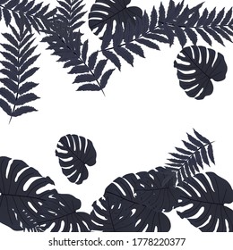  Vector tropical pattern, bright tropical foliage, monstera leaves. Modern bright summer print design from thickets of tropical leaves from the jungle.
