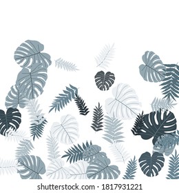 Vector tropical pattern, bright tropical foliage, monstera leaves. Modern bright summer print design of thickets of tropical leaves from the jungle.