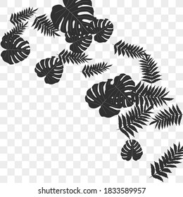 Vector tropical pattern, bright tropical foliage, monstera leaves. Modern bright summer print design of thickets of tropical leaves from the jungle.