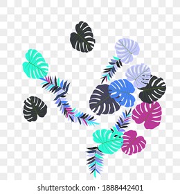 Vector tropical pattern, bright tropical foliage, monstera leaves. Modern bright summer print design of thickets of tropical leaves from the jungle.