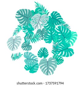 Vektor tropisches Muster aus bunten Blättern. Festliche Dekoration. Schöner Frühlingsgarten. Sommergarten. Tropisches Sommerblatt. Natürlicher Frühlingsstil.