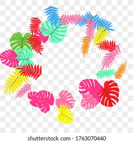 Vector tropical pattern from colorful foliage. Festive decoration. Beautiful spring garden. Summer garden. Summer tropical leaf. Natural spring style.