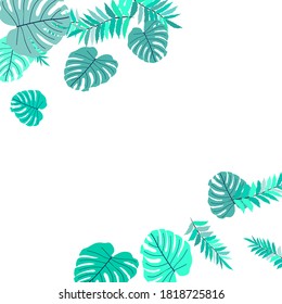 Patrón tropical vectorial a partir de follaje colorido. Decoración festiva. Hermoso jardín primaveral. Jardín de verano. Hoja tropical de verano. Estilo primaveral natural.