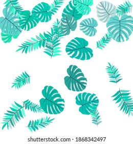 Patrón tropical vectorial a partir de follaje colorido. Decoración festiva. Hermoso jardín primaveral. Jardín de verano. Hoja tropical de verano. Estilo primaveral natural.