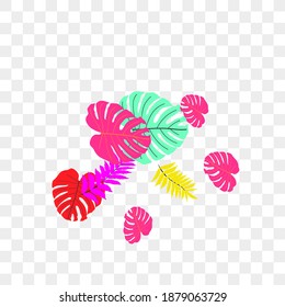 Vector tropical pattern from colorful foliage. Festive decoration. Beautiful spring garden. Summer garden. Summer tropical leaf. Natural spring style.