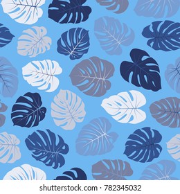 Vector tropical pattern with jungle leaves bohemian decor, seamless textile background. Floral jungle ornament with monstera leaf tropical seamless pattern. Philodendron or monstera plant background.