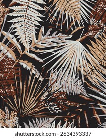 padrão tropical vetorial com flor de lótus. Incrível padrão allover floral, com grande flor vintage bonito. Ilustração vetorial 