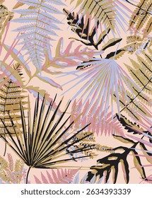 padrão tropical vetorial com flor de lótus. Incrível padrão allover floral, com grande flor vintage bonito. Ilustração vetorial 