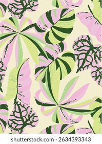 padrão tropical vetorial com flor de lótus. Incrível padrão allover floral, com grande flor vintage bonito. Ilustração vetorial 