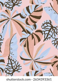 vector tropical pattern with waterlily, lotus flower. Amazing floral allover pattern, with large beautiful vintage flower. Vector illustration 
