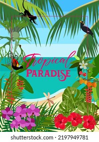 Vector: Fondo de plantas y animales tropicales