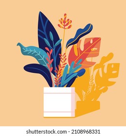 Vector of tropical Plants, flowers. Leaves