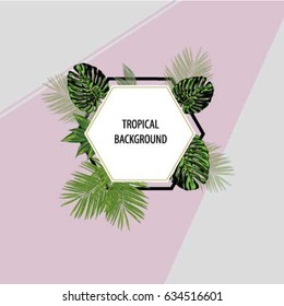 vector tropical plants.tropical leaves, summer mood, the heat, relax on the beach, visiting card, wedding invitation and party, the cover of the book