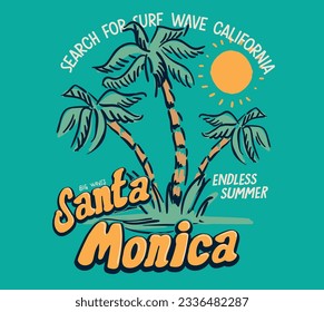 huella tropical vectorial, ilustración de palmera para la impresión de camisetas