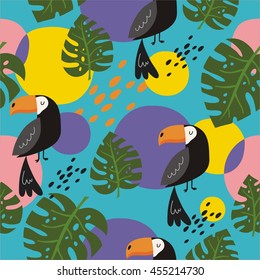 Vector tropical print  with toucan