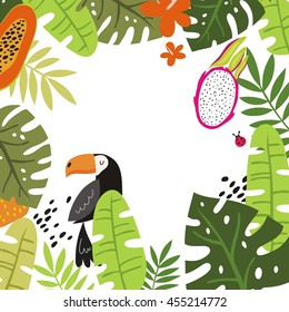 Vector tropical print  with toucan