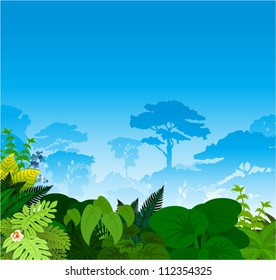 Vector tropical rainforest