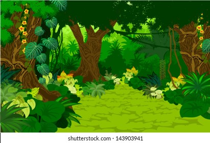 Vector tropical rainforest Jungle