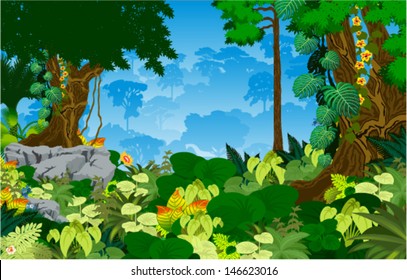 Vector tropical rainforest Jungle