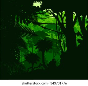 Vector Tropical Rainforest Jungle