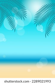 Vector Tropical Resort Background With Blue Sky And Sandy Beach.