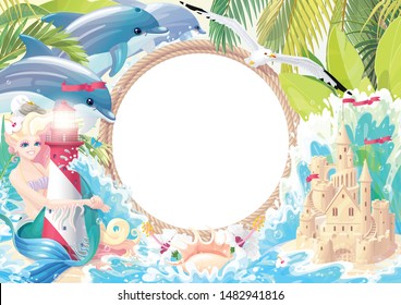 vector tropical sea frame clipart