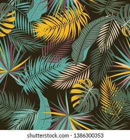 Vector tropical seamless pattern. Botany design. Can be used for brochure template, poster, wedding invitation or card design