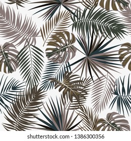 Vector tropical seamless pattern. Botany monochrome color design for brochure template, poster, wedding invitation or card design