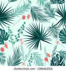 Vector tropical seamless pattern. Botany design. Can be used for brochure template, poster, wedding invitation or card design