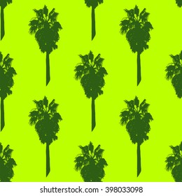 Vector tropical seamless pattern. Colorful background with palm trees.