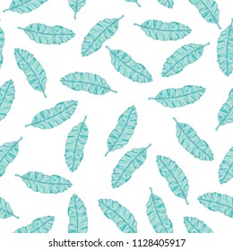 Vector tropical seamless pattern with hibiscus flowers and leaves